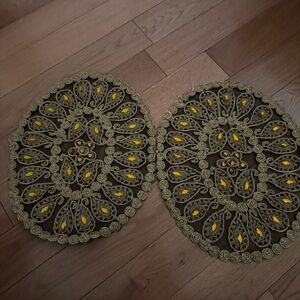 Intricate Olive and Yellow Lace Placemats